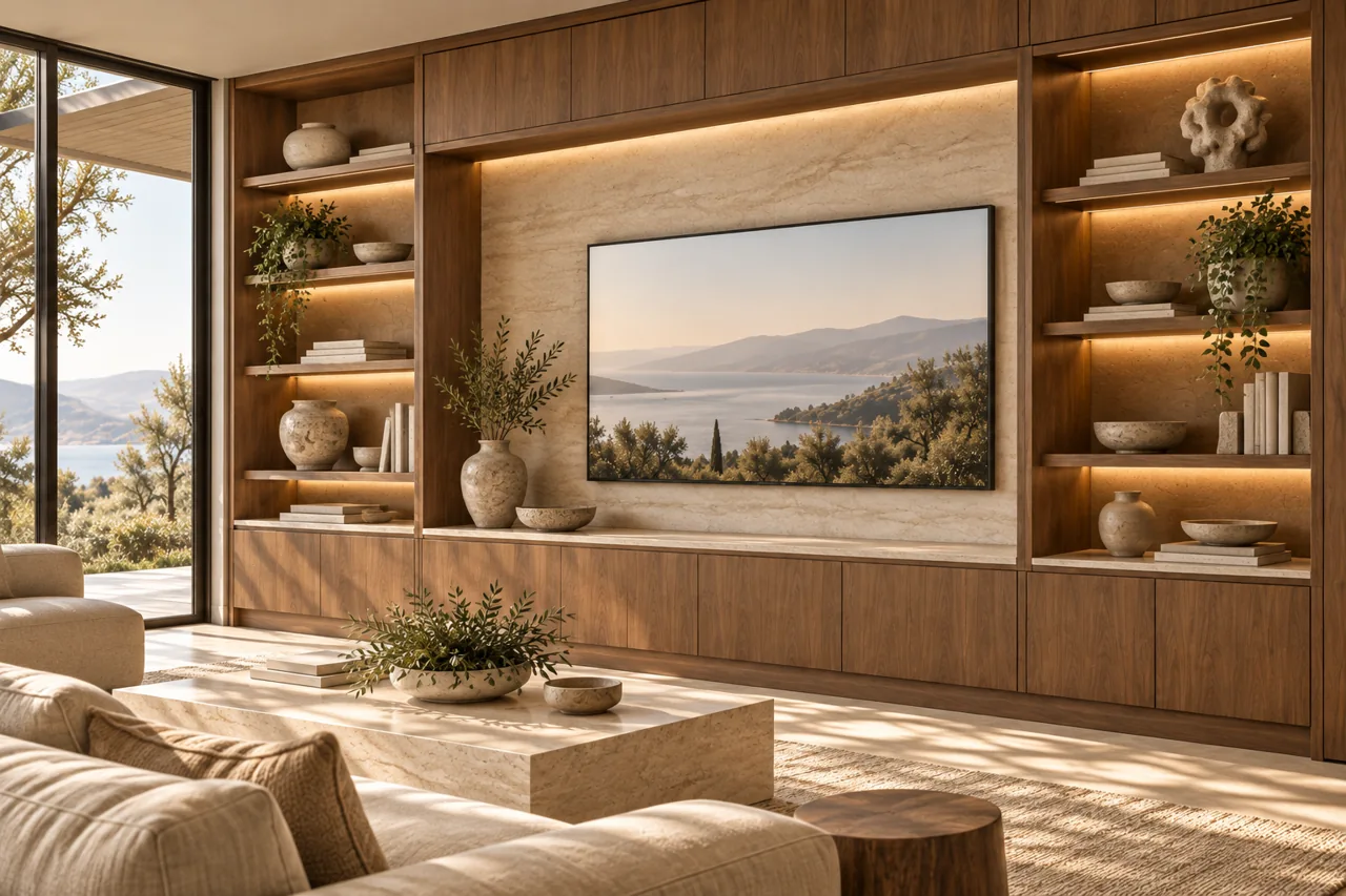 Custom wall unit with integrated television