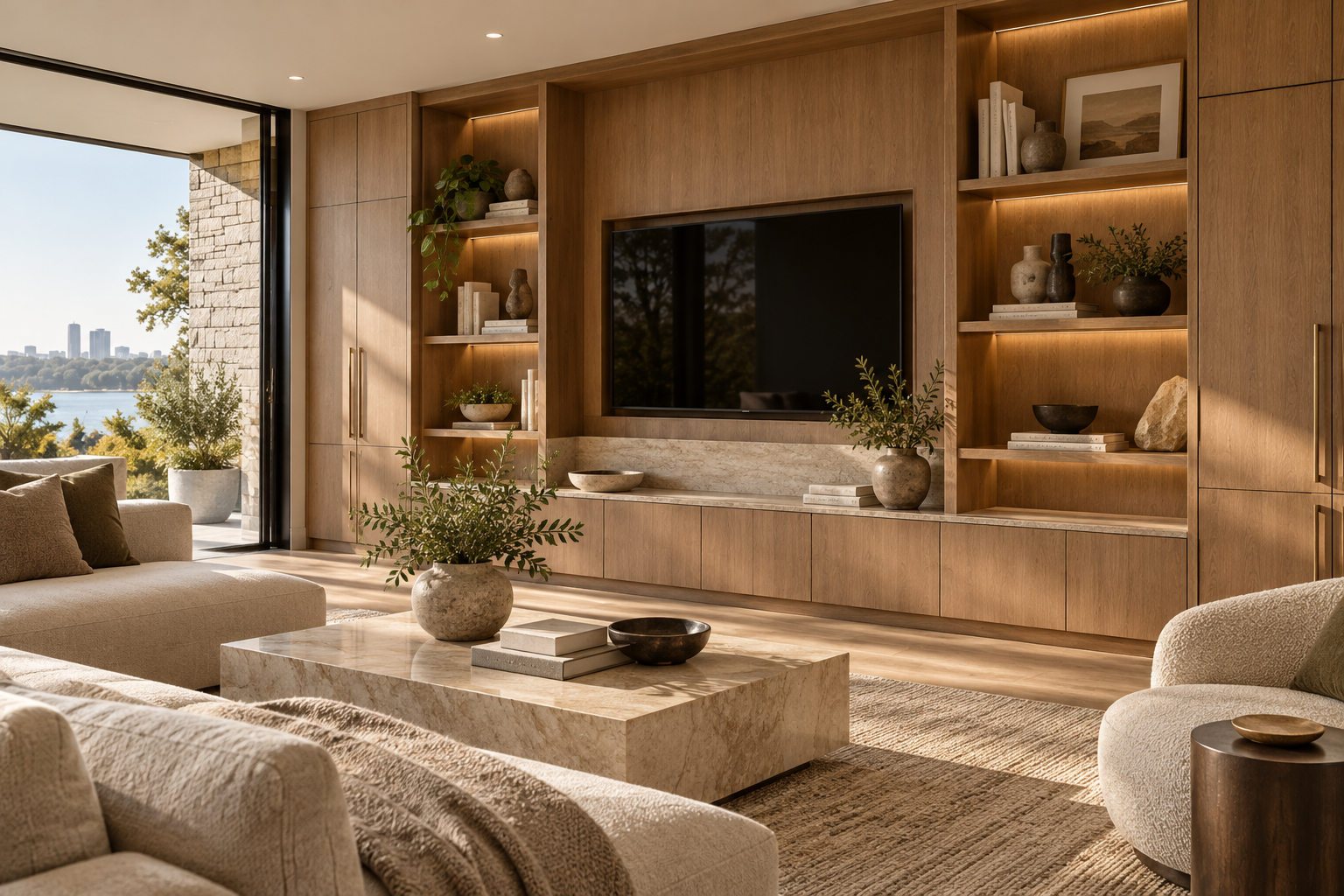 Modern built-in media wall rendering